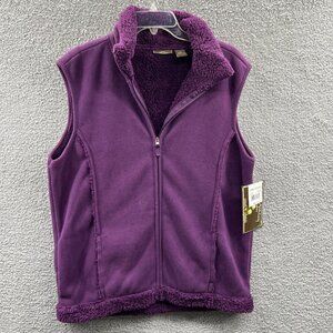 Jane Ashley Women Fleece Vest 1X Purple Sherpa Lined Outdoor Hiking Casual Layer
